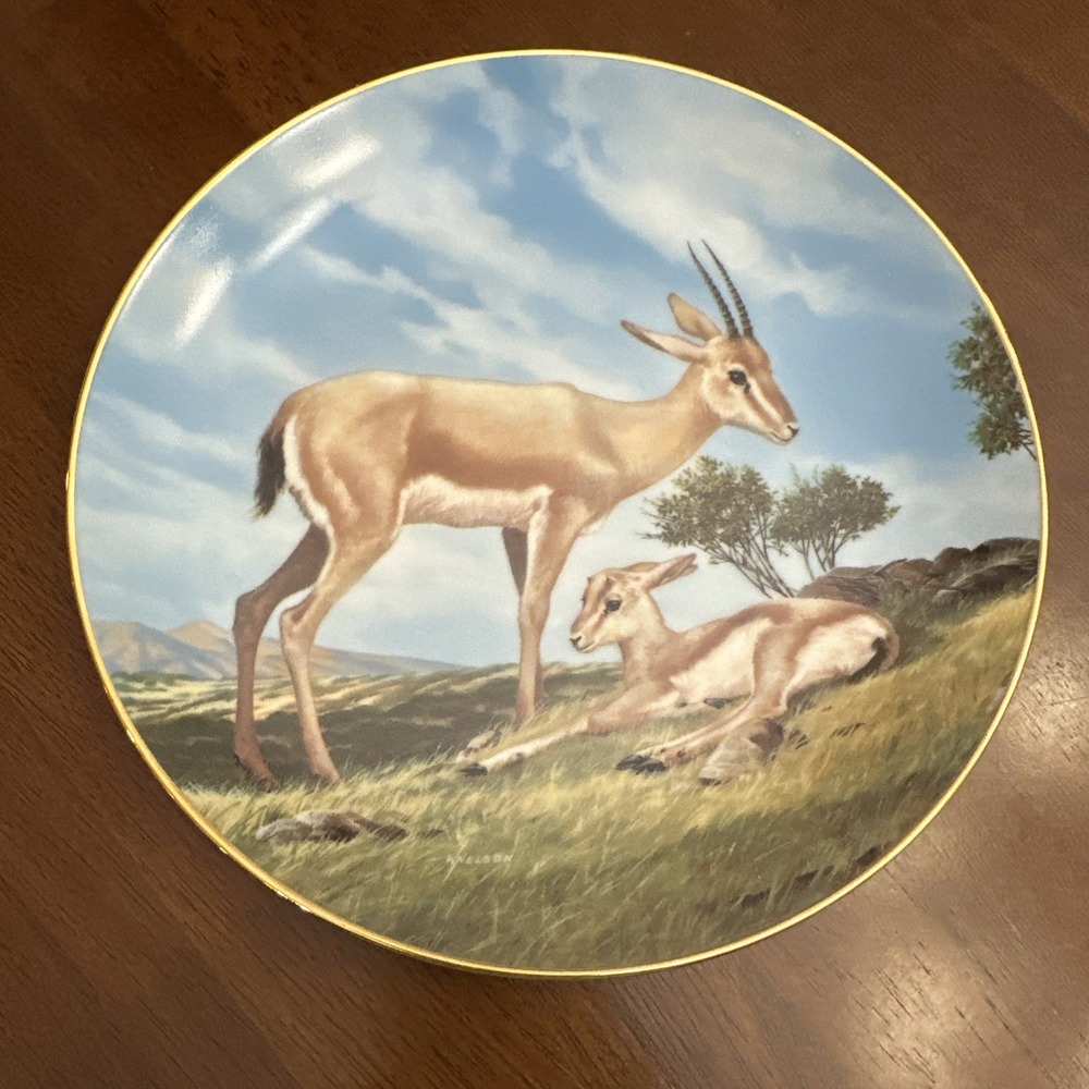 W. S. George Collector Plate The Slender-Horned Gazelle by‎ Will Nelson 1990 COA